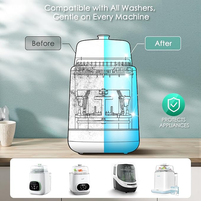 Baby Bottle Washer Detergent Tablets for Momcozy Pro, Baby Brezza, Bottle Cleaner Washers Sterilizers & Dryers, Baby-Safe Natural Formula, Professional Cleaning Power for Bottles & Nipples, 180PCS