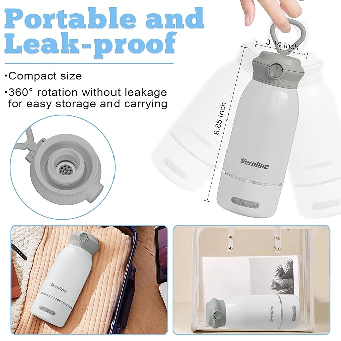 Portable Bottle Warmer, 17 Oz Travel Bottle Warmer with Super Fast Charging, Rechargeable Baby Bottle Warmer with Adjustable Temp & Keep Warm for Formula, Cordless Water Warmer Outdoor