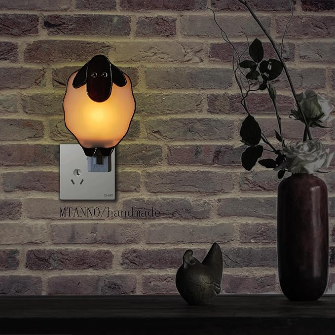 Sheep Stained Glass Night Light Room Lighting lamp House Decoration Wall lamp…