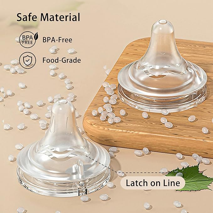 Natural Glass Baby Bottle for Breastfeeding Babies, 5.4oz Anti-Colic Baby Bottle with Natural Response Nipple(S), Clear, Wide Neck, 4 Pack, 1 Months+