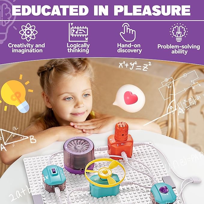 SMILESSKIDDO Circuit Board for Kids, 45 PCS DIY Electronics Exploration Kit with 100+ Projects, Physics Science Experiments, School Family STEM Educational Toy Gift for Kids 6+