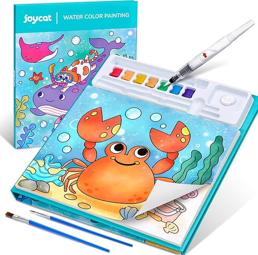 JoyCat Paint with Water Coloring Books for Toddlers, Watercolor Painting Sets for Kids Ages 3-5 4-8, Arts and Crafts Drawing Activities Toy Birthday Gift for Boys Girls (Sea Animals)