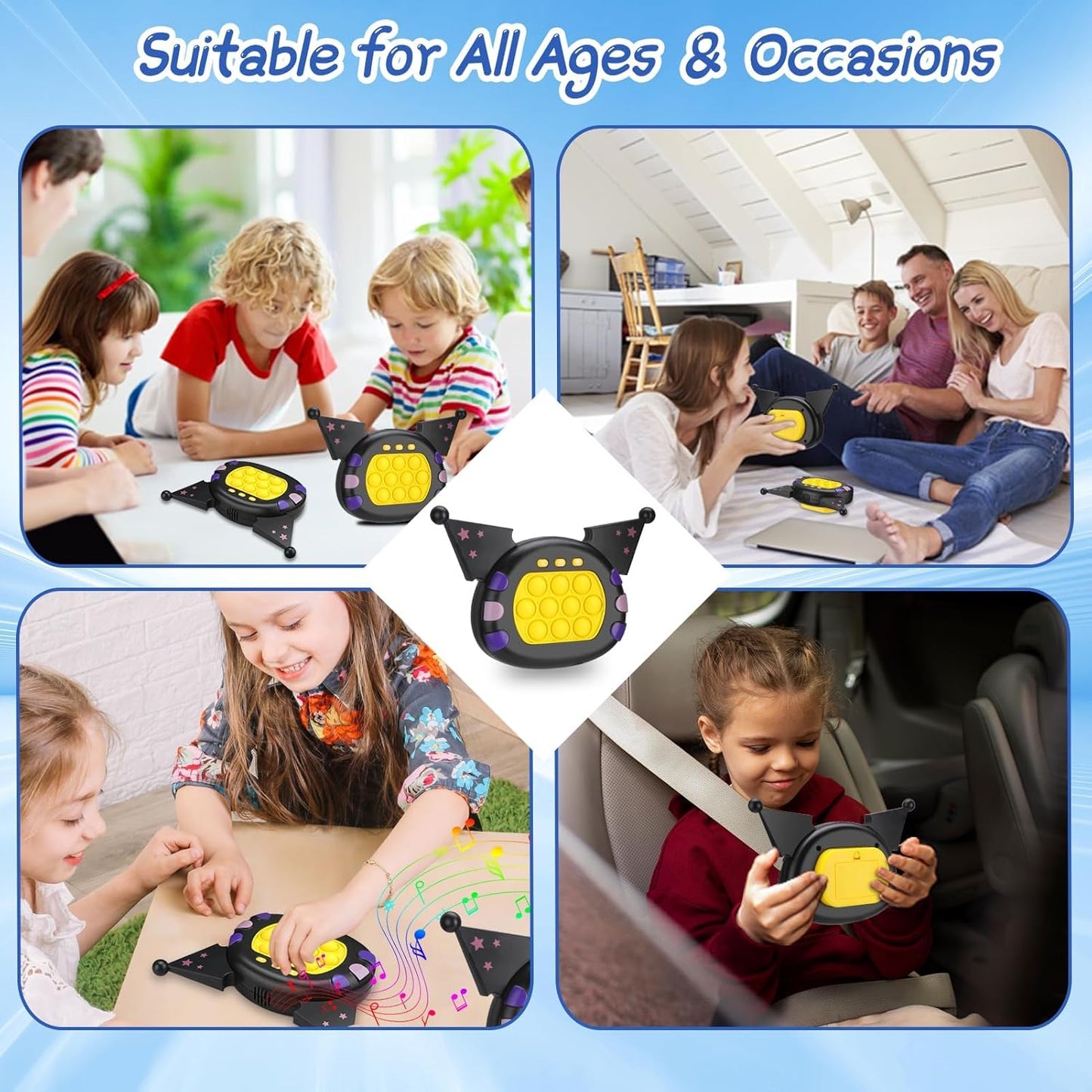 Pop Game Light Up Fidget Toy, Quick Push Bubble Game, Decompression Breakthrough Puzzle Pop Game Machine, Multiple Game Modes Toy for 3+ Years (Rabbit)