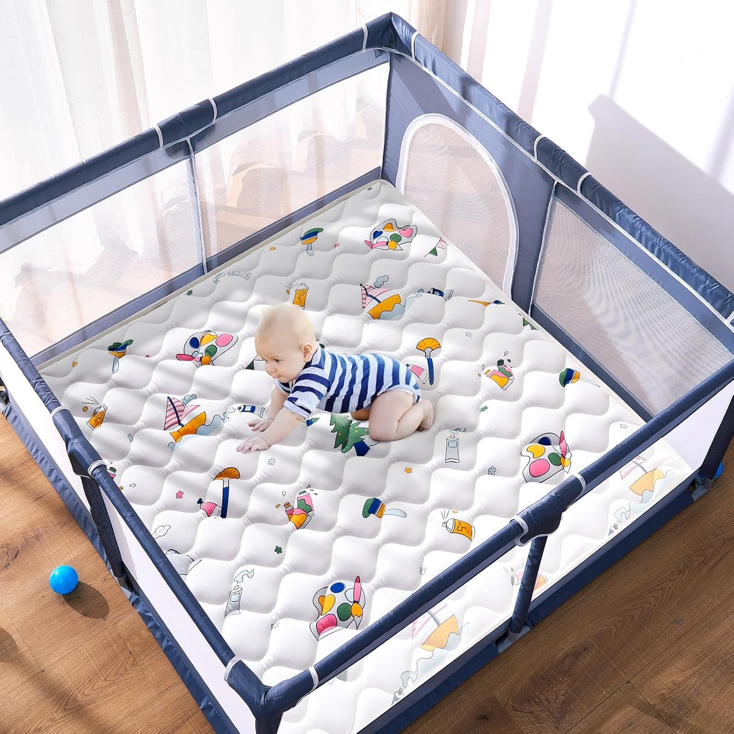 Vibe bear High-Density Foam Baby Play Mat,36x36 Inches Thicken One-Piece Infants Crawling Mat,Comfortable and Soft Baby Playmat,Non Slip Washable Floor Mat for Babies,Infants,Toddlers