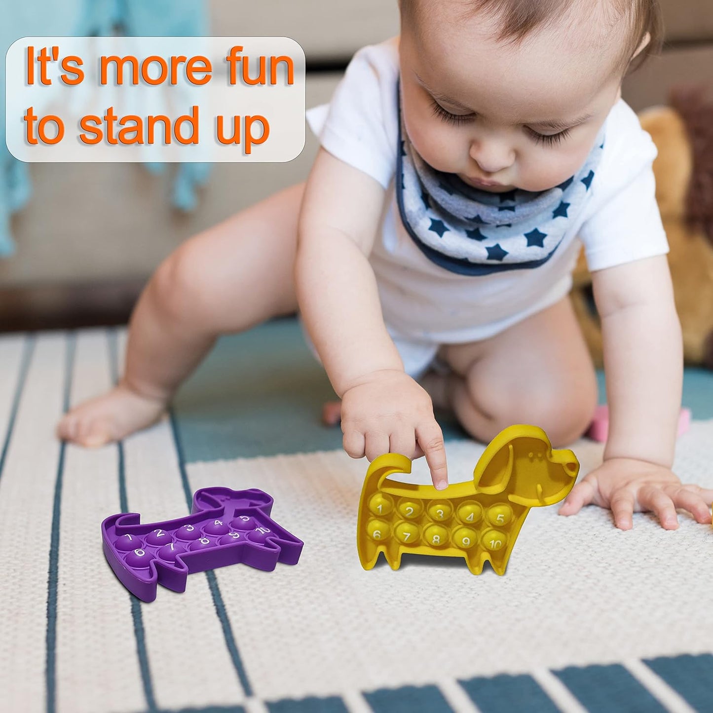 Ten Frame Math Manipulatives - Push Pop Fidget Toy with Puppy Dog Appearance for Kindergarten Classroom, an Educational Sensory Toy for Kids and Teachers, Double Side 4 Pack Set Included