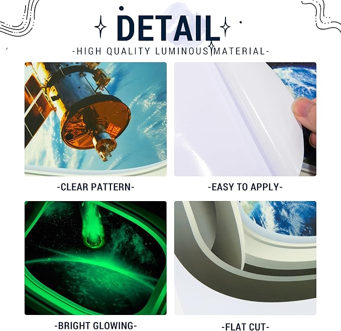 Glow in The Dark 3D Space Wall Decals, Set of 3 Galaxy Window Stickers for Wall, Space Themed Room Decor for Kids Boys (Green)