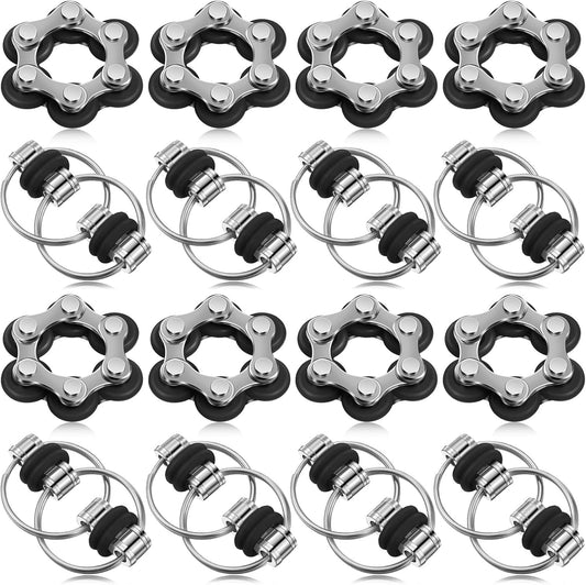 CHENGU 16 Pcs Fidget Toys Set Include 8 Six Roller Chain and 8 Key Flippy Chain Stress Reducer Bike Chain Toys Anxiety Relief Bike Chain for Teens Adults ADHD, Add, Autism (Black)