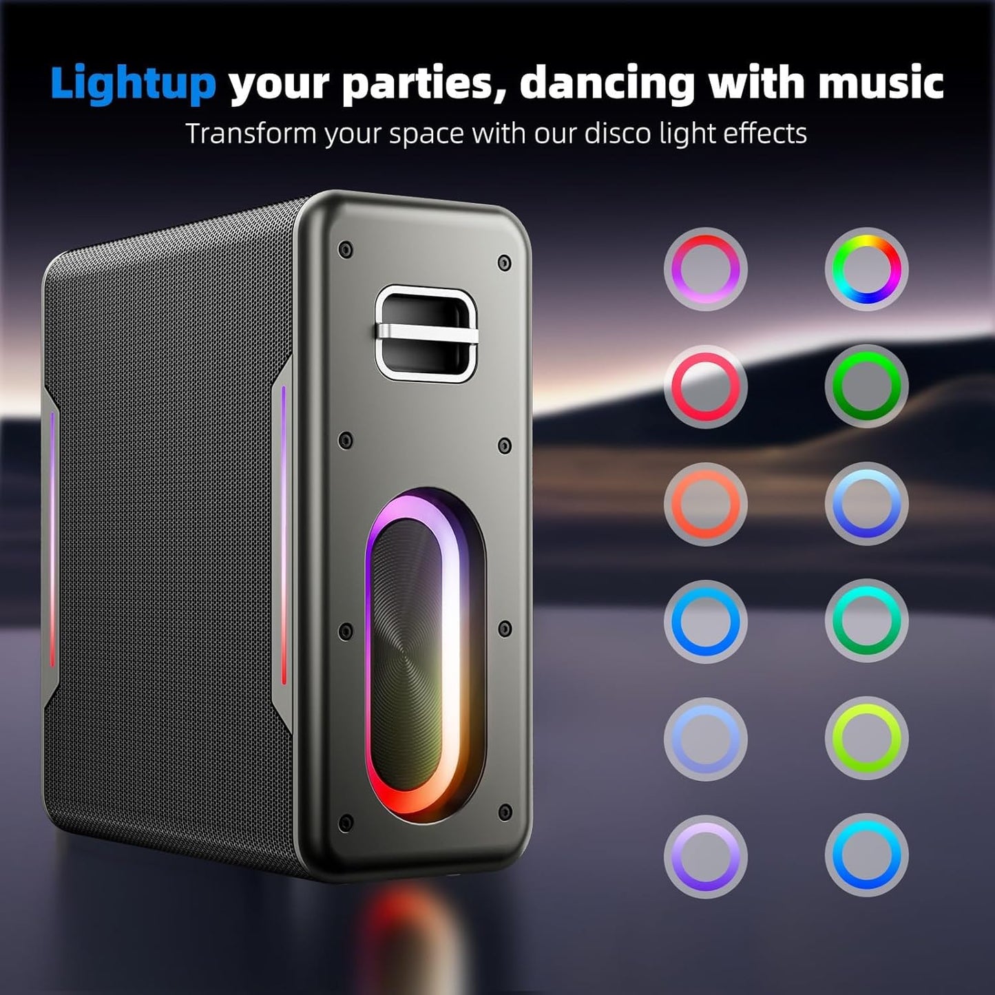 Karaoke Machine with 2 Wireless Microphones Portable Bluetooth Karaoke Machine for Adults Kids DSP Chip Karaoke Speaker with LED Lights Supports TWS TF Card USB AUX in