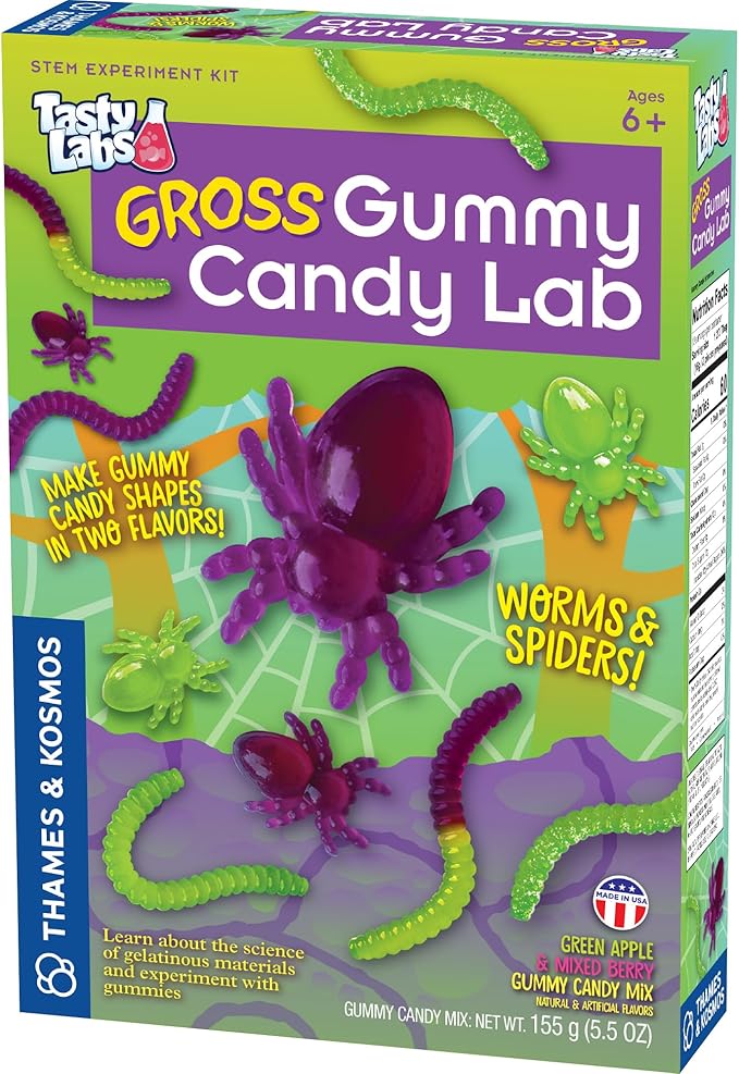 Thames & Kosmos Gross Gummy Candy Lab Worms & Spiders V2.0, Tasty Labs STEM Experiment Kit, Make Yummy Gummy Candies in Creepy Shapes, Explore Chemistry, Made in USA, Food Ingredients Included