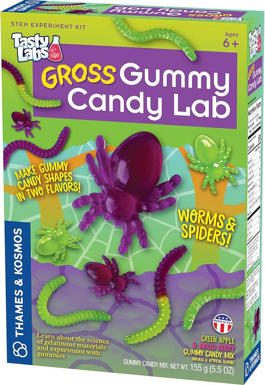 Thames & Kosmos Gross Gummy Candy Lab Worms & Spiders V2.0, Tasty Labs STEM Experiment Kit, Make Yummy Gummy Candies in Creepy Shapes, Explore Chemistry, Made in USA, Food Ingredients Included