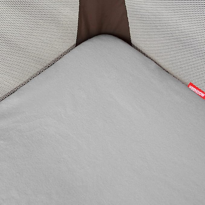 Pack and Play Sheets 2 Pack, 100% Cotton Flannel, Fitted Portable Mini Crib Sheet for Girls Boys, Ultra Soft Breathable Convertible Playard Mattress Cover Warm, Grey&Pink