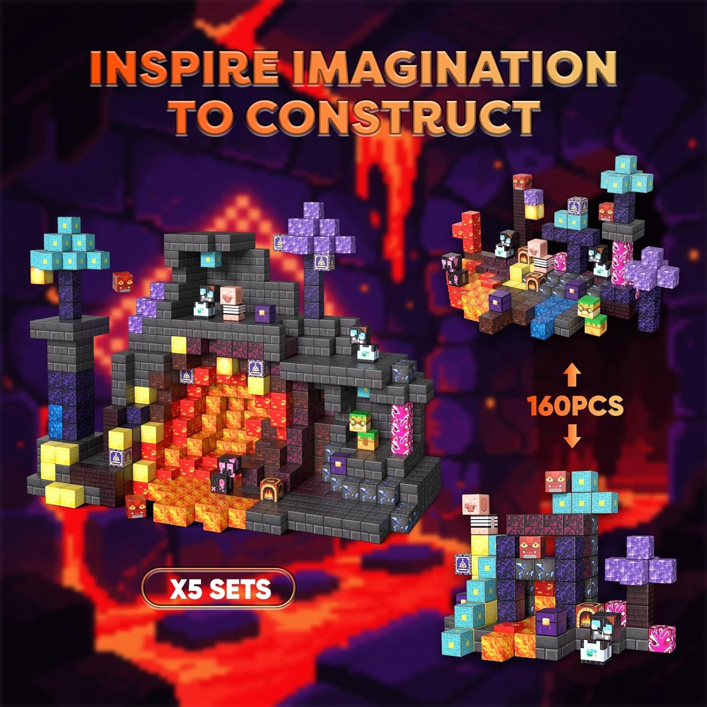 160 PCS Magnetic Blocks Building Toys, 3D Magnetic Building Blocks Set, STEM Educational Sensory Magnet Blocks Construction Set for Kids Ages 3+, Creative Building Toys, Christmas Birthday Gifts