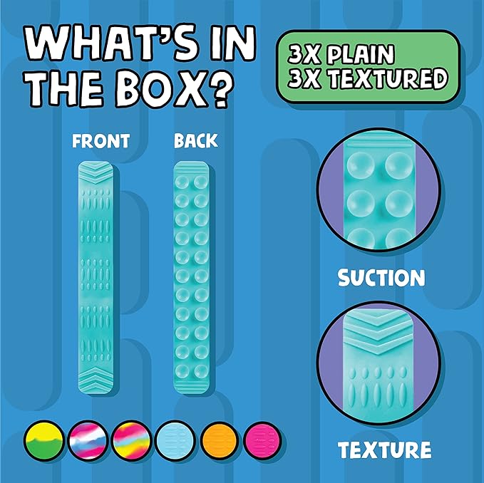 BUNMO 6 Pack of Sensory Suction Toys - Travel Toy - Fidgets for Kids - Engaging Creative & Imaginative Play - Sensory Toys for Children 3+