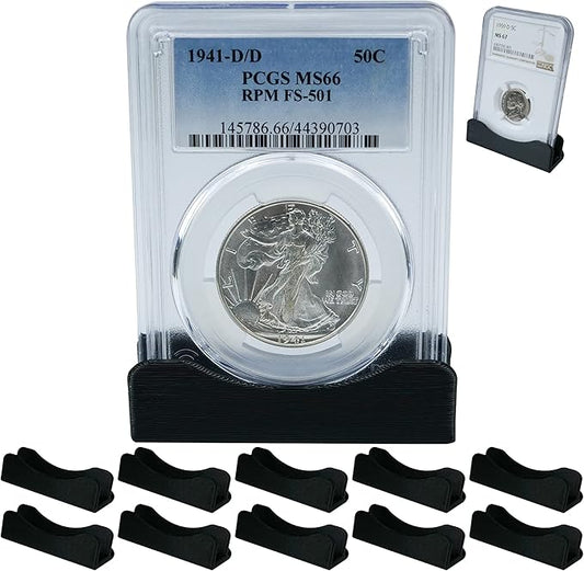 10-Pack Coin Holder Display Stand, PCGS Coin Slab Holder, NGC Coin Display Stand Holders for Coins (Black)