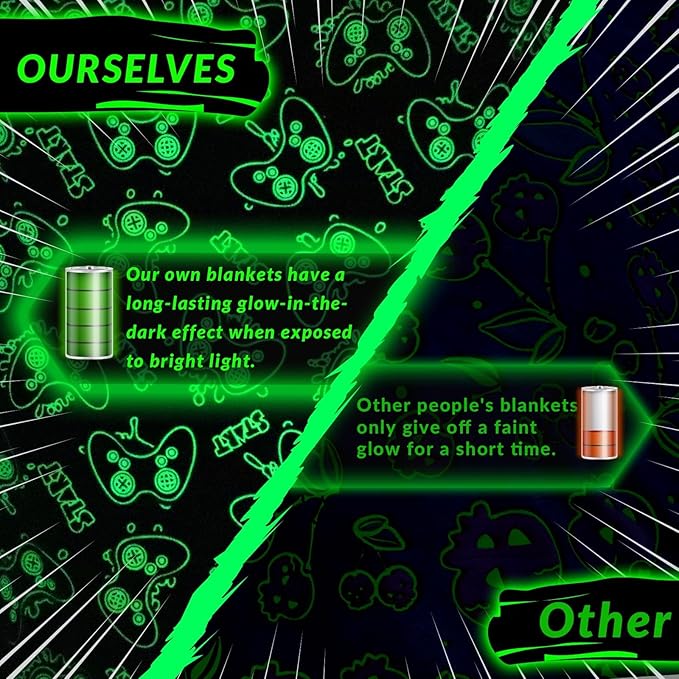 Glow in The Dark Game Controller Blanket Gamer Gifts Toys for Kids Boys Boyfriend Gaming Gamepad Presents Birthday Christmas Easter