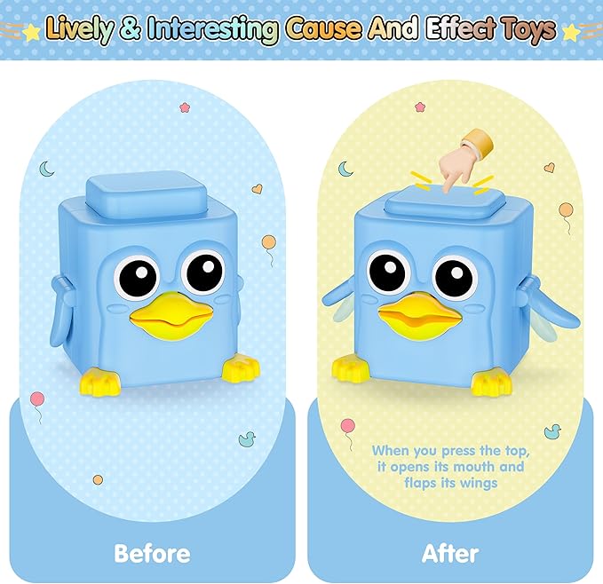 Stacking Toys Set for Toddlers 18+ Months, 6 in 1 Infant Sensory Toys with Changing Expressions, Pressable Animal Stacking Blocks, Christmas Birthday Gifts for 1 2 3 4 Years Old Baby Boys Girls