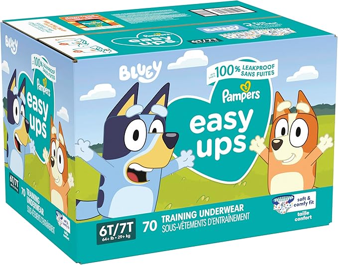 Pampers Training Pants - Easy Ups Boys & Girls Bluey - Size 6T-7T, 70 Count, Children's Potty Underwear