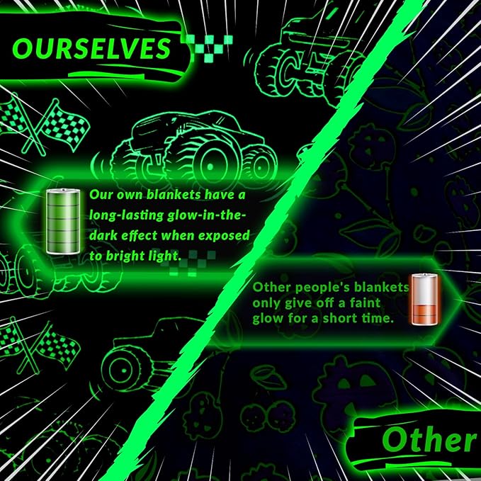 Truck Gifts for Kids Boys - Glow in The Dark Blanket for Sofa Couch Bed Birthday Christmas Easter