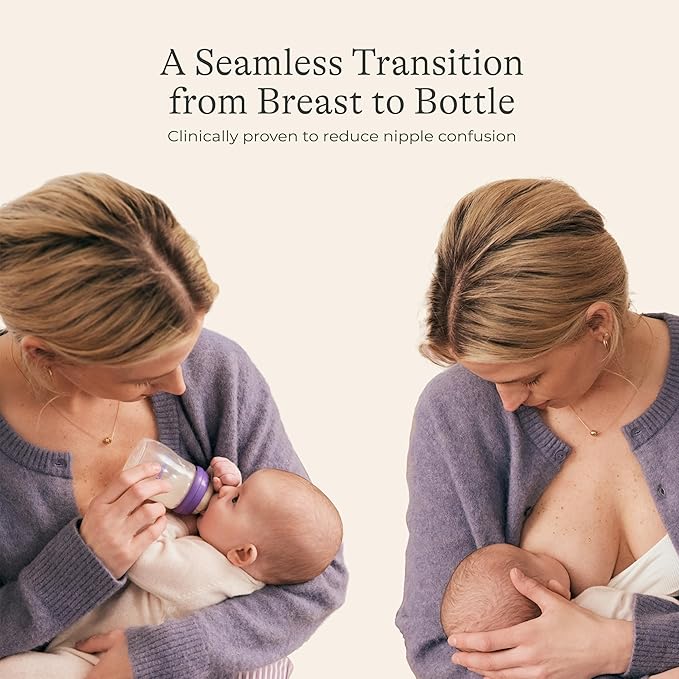 Lansinoh Anti-Colic Baby Bottles for Breastfeeding Babies, 5 Ounces, 3 Count, Includes 3 Slow Flow Nipples, Size S (Pack of 2)