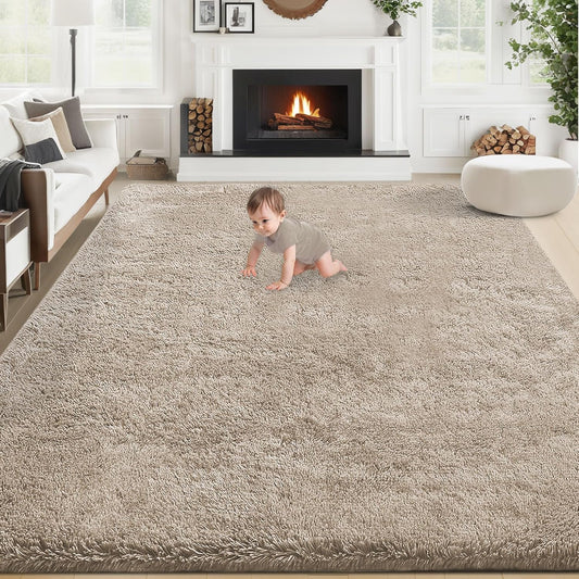 6x9 Area Rug for Living Room: Fluffy Shag Soft Washable Rugs Large Fuzzy Plush Indoor Carpet for Bedroom Nursery Playroom Kids Girls Boys Room (Camel, 6'x9')