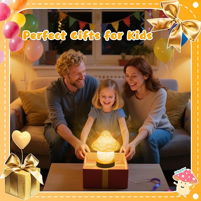 Mushroom Lamp, Night Light for Kids Bedroom,16 Colors LED Kawaii Lamp with Remote, 3D Mushroom Decor Cute Mini Bedside Table Lamp, Birthday & Christmas Gifts for Girls Boys