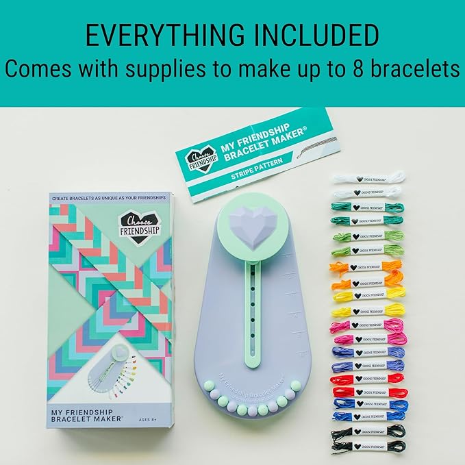 Choose Friendship Bracelet Making Kit – DIY Craft Loom for Kids Ages 8+, New & Improved Design, Includes 20 Threads, Makes 8 Bracelets, Green “Lime Rickey”