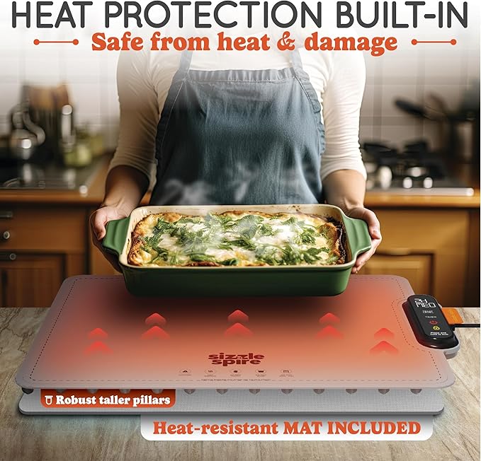 Electric Warming Tray, Rollable Silicone Warming Pad for Food with 4 Temperature Settings, auto Shut-Off, Great Food Warmer Mat for Parties, Buffets, Gatherings and Everyday Use - Gray