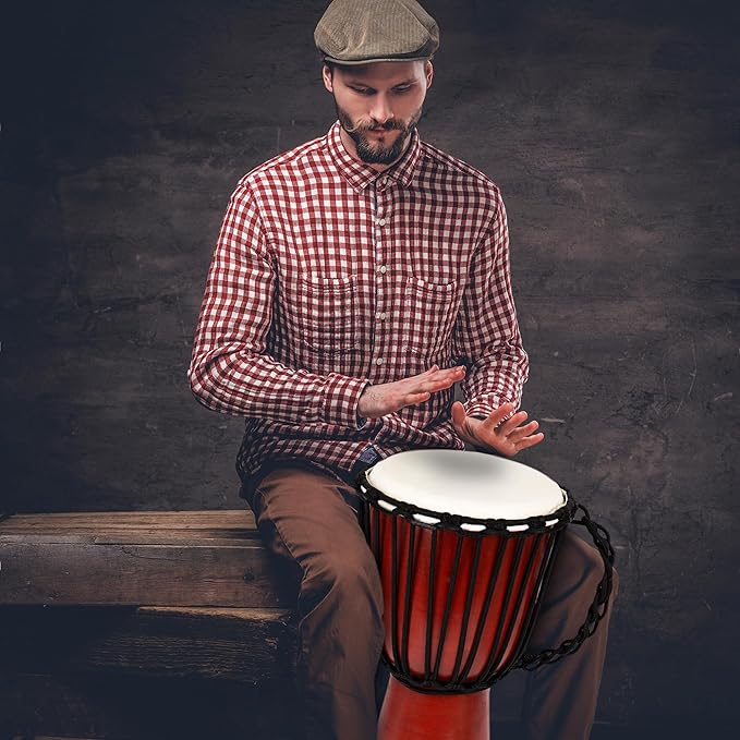 ArtCreativity 16 Inch Wooden Djembe Drum Set with Sticks, Rustic Brown Wood African Drum Design, Fun Musical Instrument for Kids and Adults, Great Gift Idea
