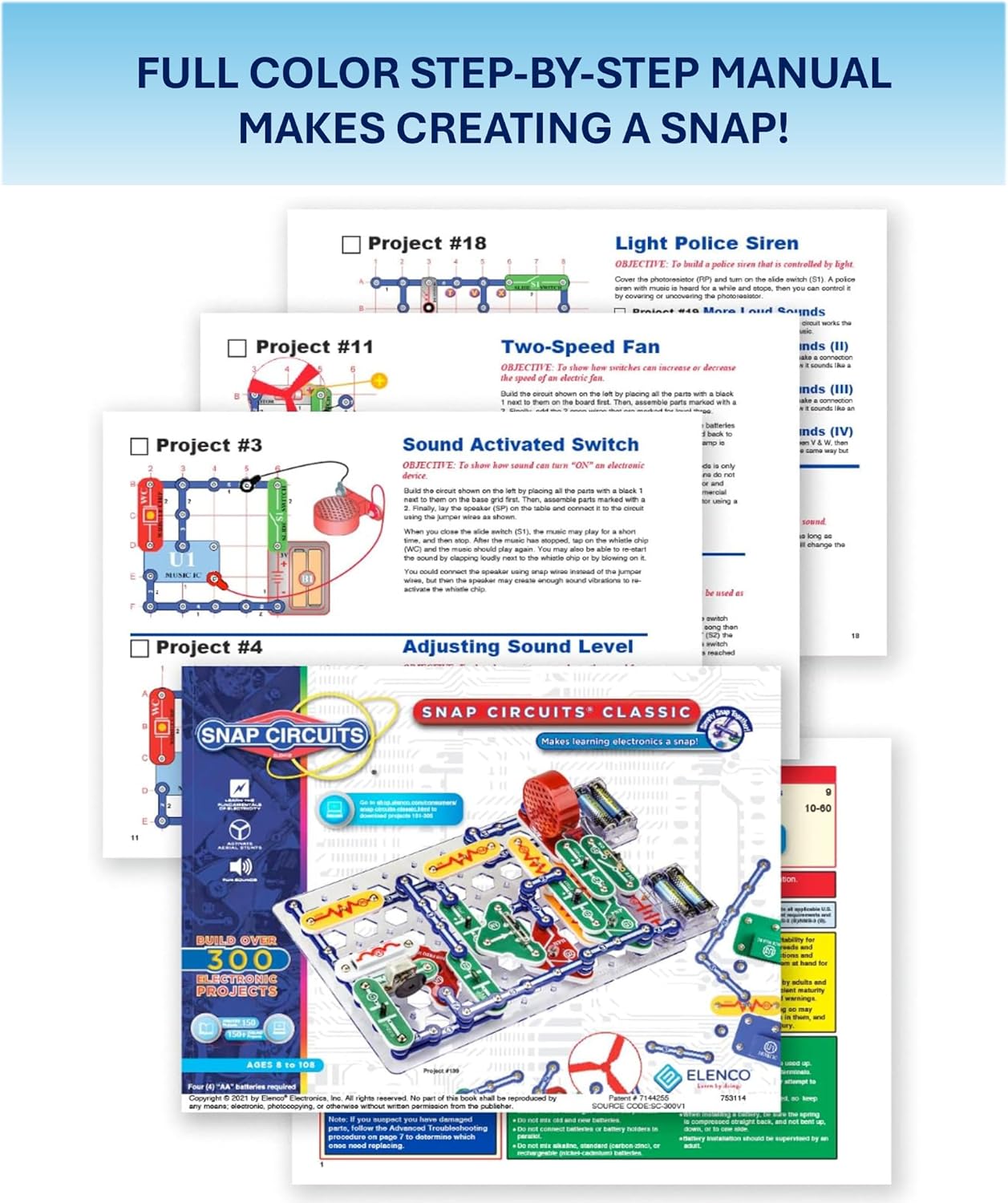 Snap Circuits Classic SC-300 Electronics Exploration Kit | Over 300 Projects | Full Color Manual Parts | STEM Educational Toy for Kids 8+ 2.3 x 13.6 x 19.3 inches (Pack of 6)