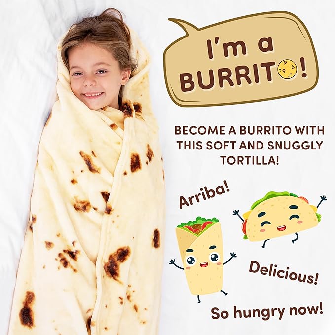 Zulay Giant Double Sided Tortilla Blanket with Drawstring Bag - Novelty Blanket for Adults & Kids - Soft Flannel Round Tortilla Blanket for Indoors, Outdoors, Travel, Home, 285 GSM - 71 Inches