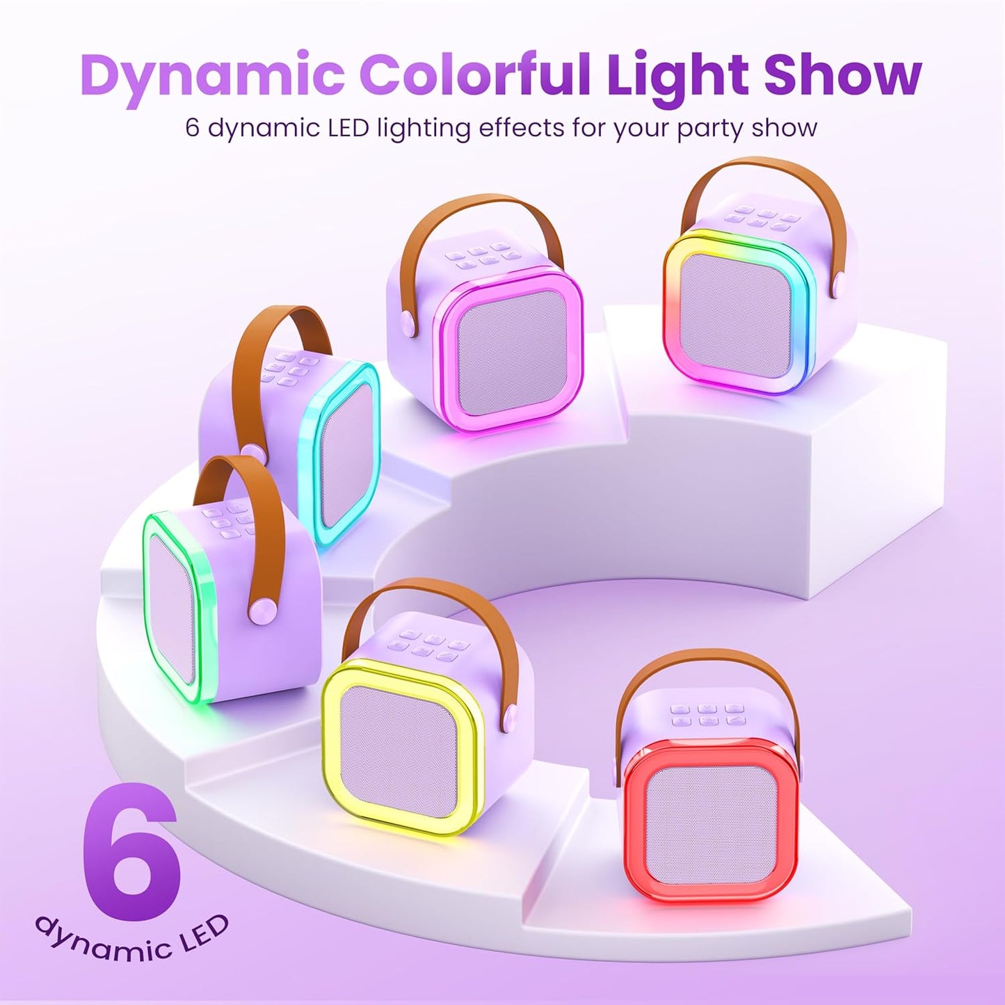 Karaoke Player, Karaoke Machine for Adults, Portable Bluetooth Mini Karaoke Microphone Singing Speaker Player with 2 Wireless Mic, All Smartphones,Birthday, Family,Home Party(Purple)