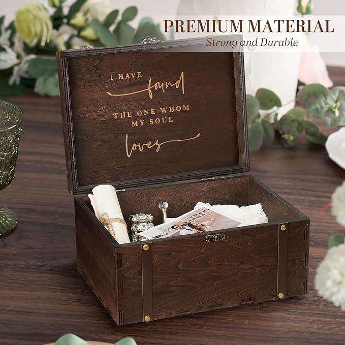 AW BRIDAL Large Mr and Mrs Wedding Keepsake Box with Lids, Engraved Wooden Storage and Decorative Box, Bridal Shower Gifts for Bride Bachelorette, Engagement Gift for Couples Newly Engaged