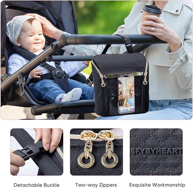 SFYBYHEART Breastmilk Cooler Travel Bag for 3 Baby Bottles Up to 9 Ounce - Insulated Bottle bag for Daycare - Breastmilk Storage Bag - Bottle Cooler Bag