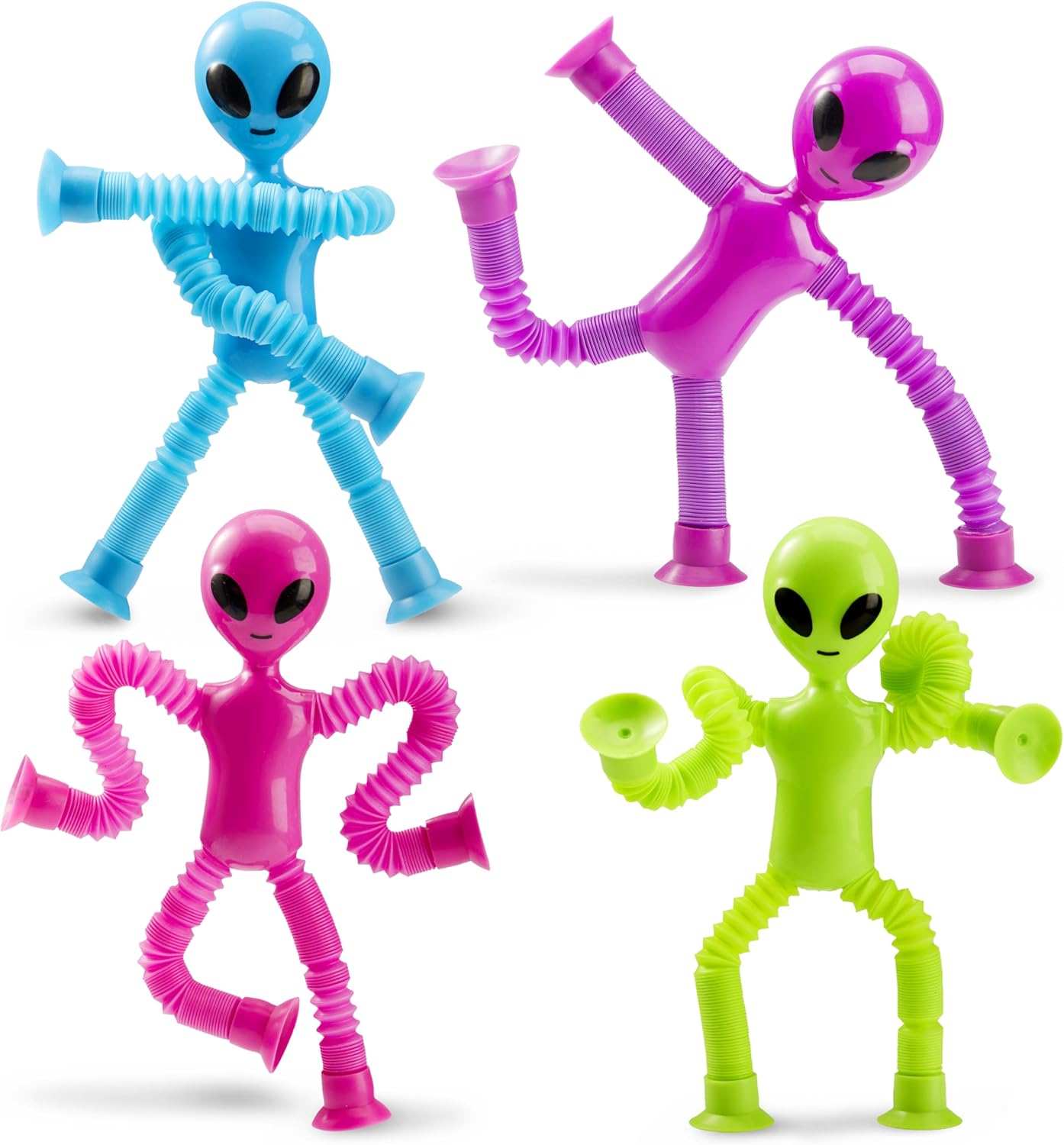 JOYIN Pop Tubes Alien Toys for Kids, 4 Pcs Sensory Toys for Year Old Ages 3 4 5 6 7 8 9 10 Fidget Toys Birthday Gift for Toddler Boys Girls Adults Travel Toys Stocking Stuffers Party Favors