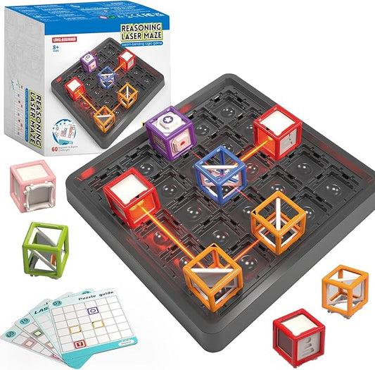 [2025 New] Reasoning Maze, Ultimate STEM Toys for Boys Age 8-12, Logic Game with 60+ Challenges, Toy for 8 9 10 11 12 13 14 Year Old Kid & Adult Birthday Gift - 19 Pcs Cubes