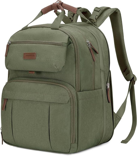 mommore Diaper Bag Backpack, Large Diaper Bag Expandable for 2 Kids/Twins, Durable Baby Bag with Changing Pad, Water Resistant Travel Diaper Backpack for Mom Dad