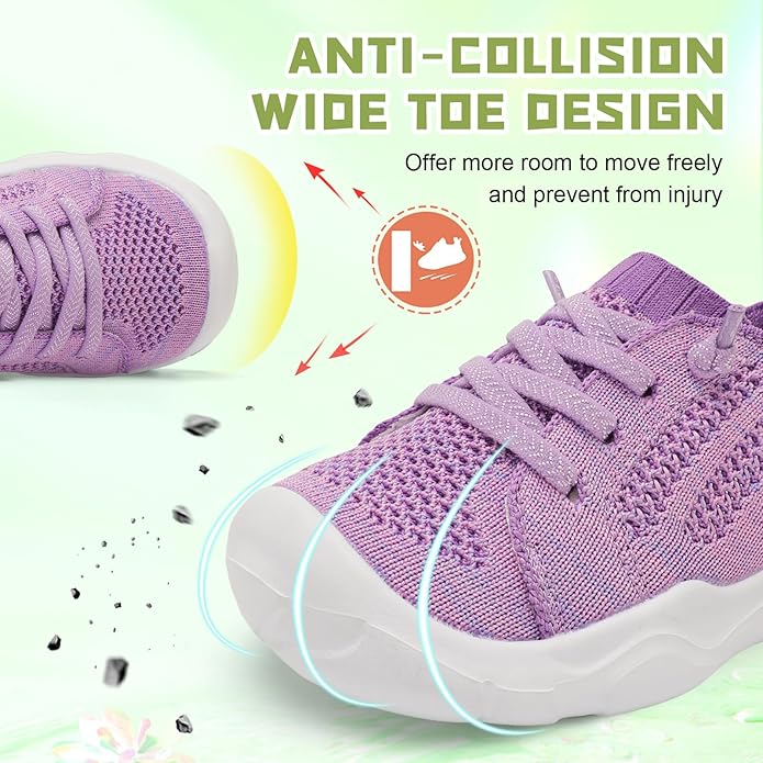 JIASUQI Toddler Shoes for Boys Girls Slip on Sneakers Wide Toe Walking Shoes Toddler Sock Shoes