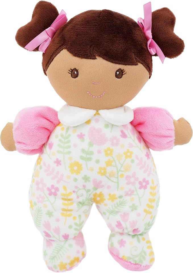 June Garden 9" My First Doll Zuri - Soft Plush Baby Doll - Pink Floral Outfit