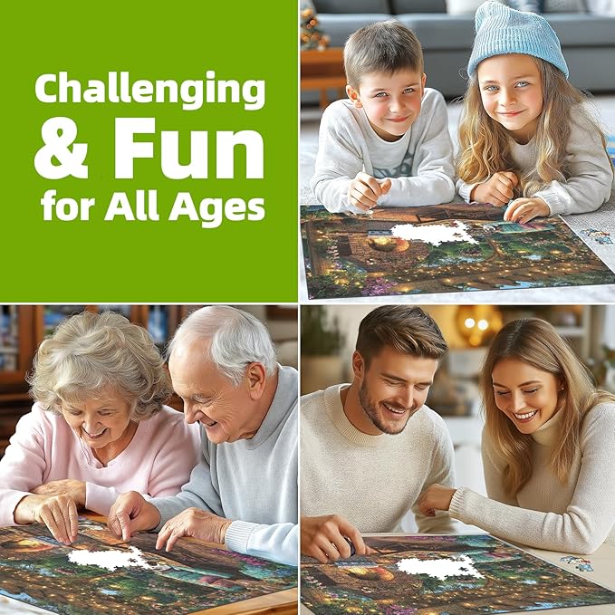 1000 Piece Jigsaw Puzzle for Adults - Challenging Garden Patio Scene with Twinkling Lights, Vibrant Hydrangeas - 27.5"x19.7" Art Puzzle, Unique Gift for Game Nights