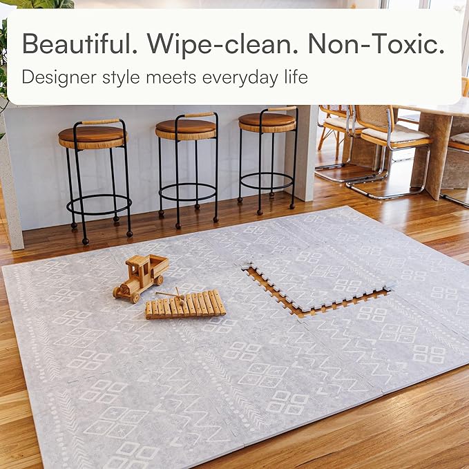 Lillefolk Baby Play Mat for Floor – 6x8ft Gray | Soft Non Toxic Premium EVA Foam Tiles for Tummy Time, Crawling & Playroom – Waterproof Interlocking Floor Mat for Babies & Toddlers (12 Tiles)