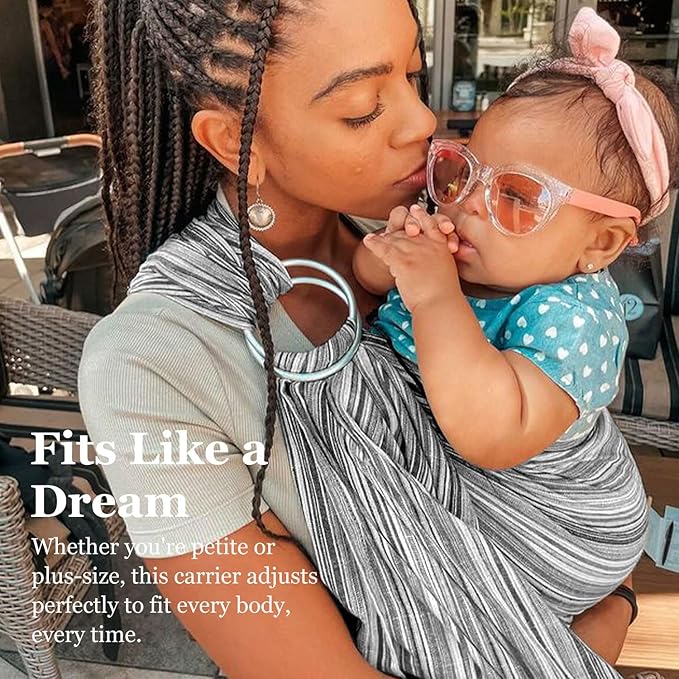 Ring Sling Baby Carrier, Soft Cotton Baby Sling Carrier Newborn to Toddler, Baby Wrap Carrier for Plus Size Parents, Perfect Shower Gift, Rock