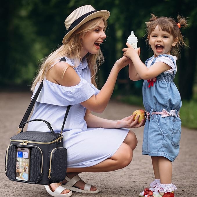 SFYBYHEART Breastmilk Cooler Travel Bag with Ice Pack for 6 Baby Bottles Up to 9 Ounce - Insulated Bottle bag for Daycare - Breastmilk Storage Bag - Baby Bottle Cooler Bag Attach to a Stroller