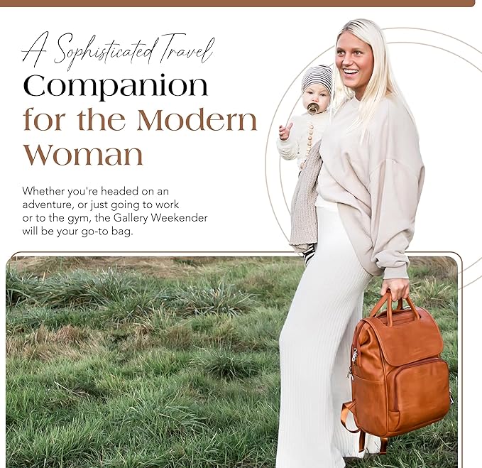 Citi Collective Explorer Brown Diaper Bag Backpack - Vegan Leather Diaper Bag with Shoulder Strap, Insulated Bottle Pockets, Changing Pad, Stroller Clip- Versatile Diaper Bag for Baby