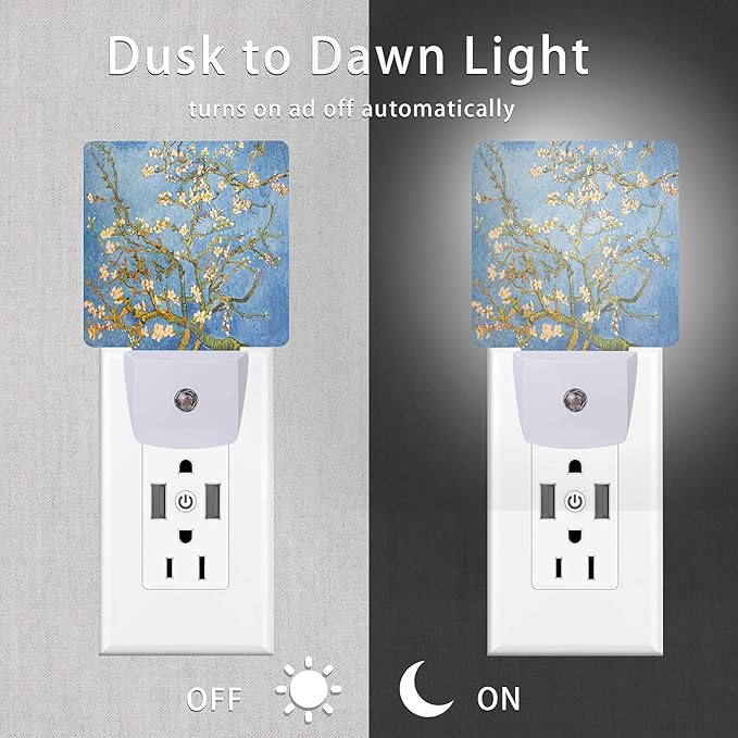 Blossoming Almond Tree Night Light,Night Lights Plug into Wall for Boys Girls, Led Lamp for Stairway/Hallway/Bedroom 0.5W Nightlight Sleep Friendly