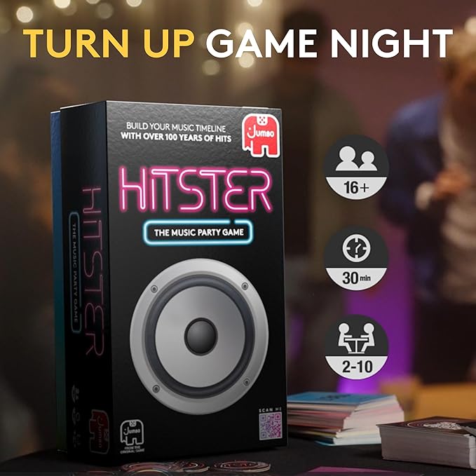 Jumbo Hitster - The Music Party Board Game, Card Game, Fun Music Quiz Game, 2-10 Players - 300 Plus Iconic Music Hits - Great for Adult and Family Game Nights (US Edition)