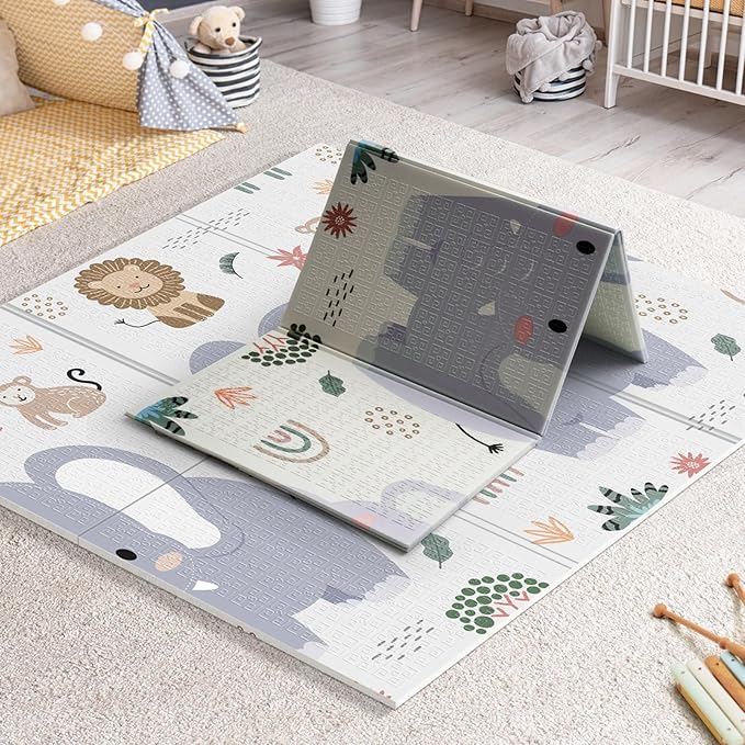 Baby Play Mat, 59 x 59 Play Mat Perfect for Use Baby Playpen, Foldable Soft Foam Baby Play Mat for Floor, Babies Activity Tummy Time Playmat, Kids Non Toxic Thick Mat for Baby, Toddlers, Infants