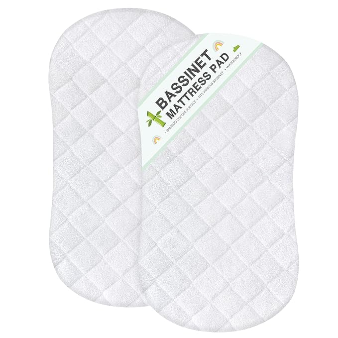 Bassinet Mattress Protector, Universal Fit for Halo Bassinest Swivel and Hourglass/Oval Bassinet Mattress, Ultra Soft Waterproof and Breathable, 2 Pack