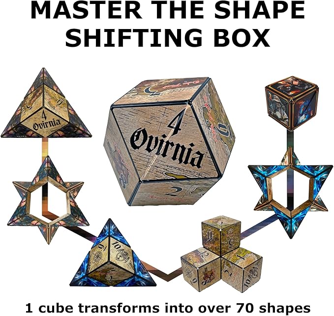 SHASHIBO Shape Shifting Box - Award-Winning Fidget Toy w/ 36 Rare Earth Magnets - Fidget Cube Transforms Into Over 70 Shapes, Sensory Toy Gift for Kids, Teens, and Adults (Tales of Ovirnia)