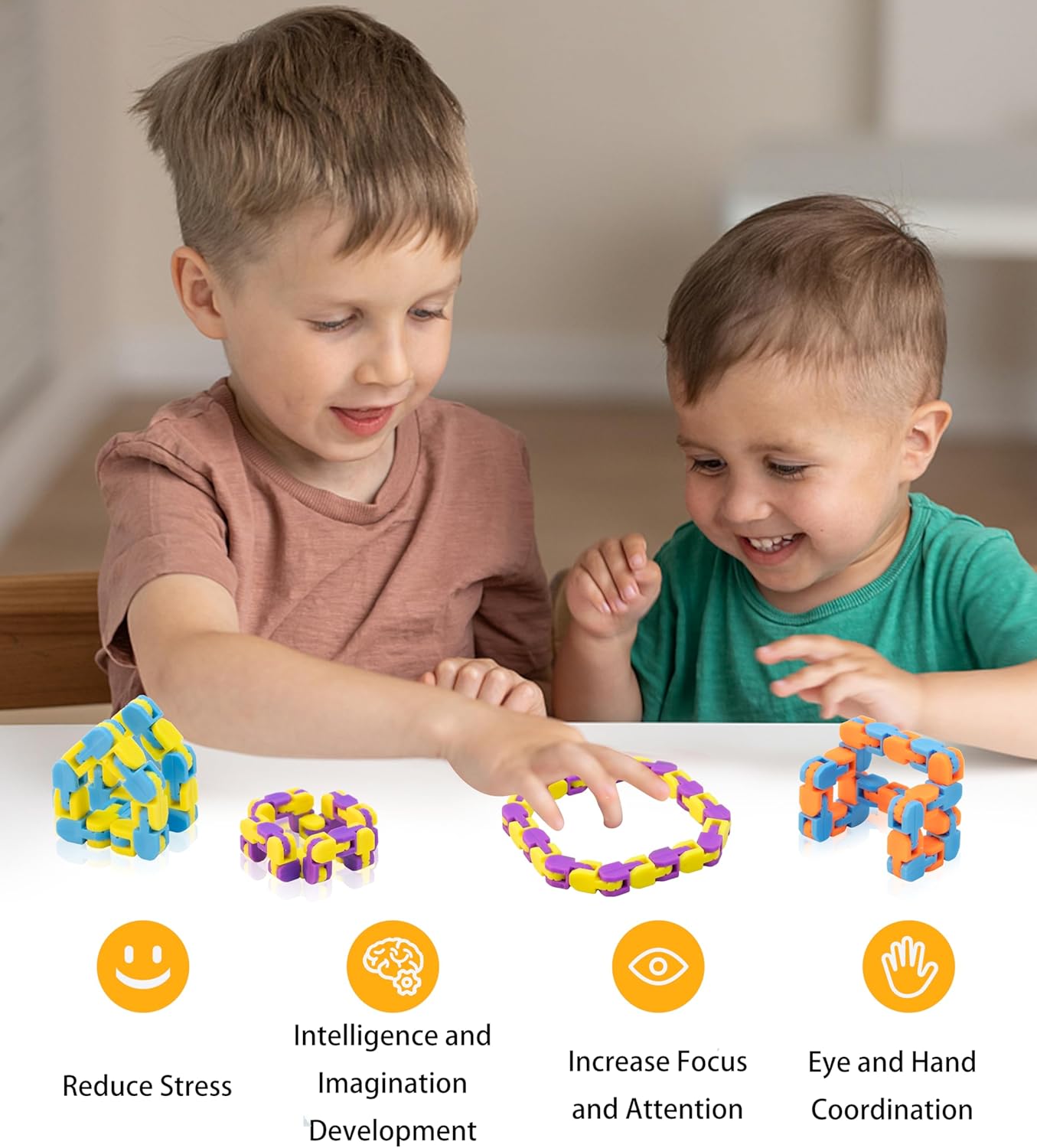 Ganowo 12 Pack Wacky Tracks - Snap Click Fidget Toys for Kids Adults