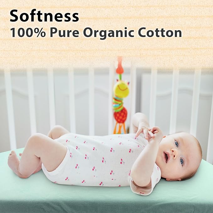 3-Pack Bedside Sleeper Bassinet Sheets | GOTS Certified Organic Jersey Cotton, Ultra Soft & Breathable | 33x20x4” Fitted Sheets for Baby Bassinet Mattress | Universal Fit for 17–21” x 29–33” Pads